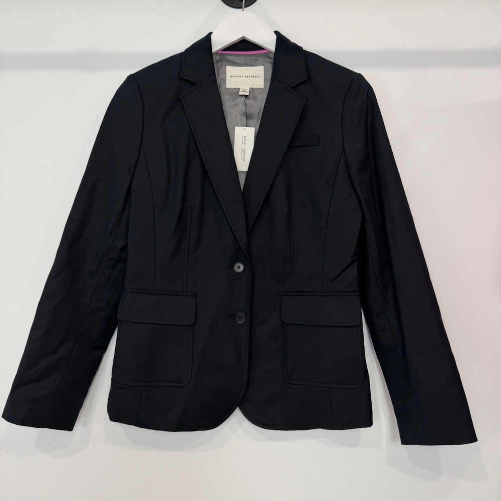 Banana Republic Womens Black Two Button Blazer Jacket 10 NWT $158 Office Core